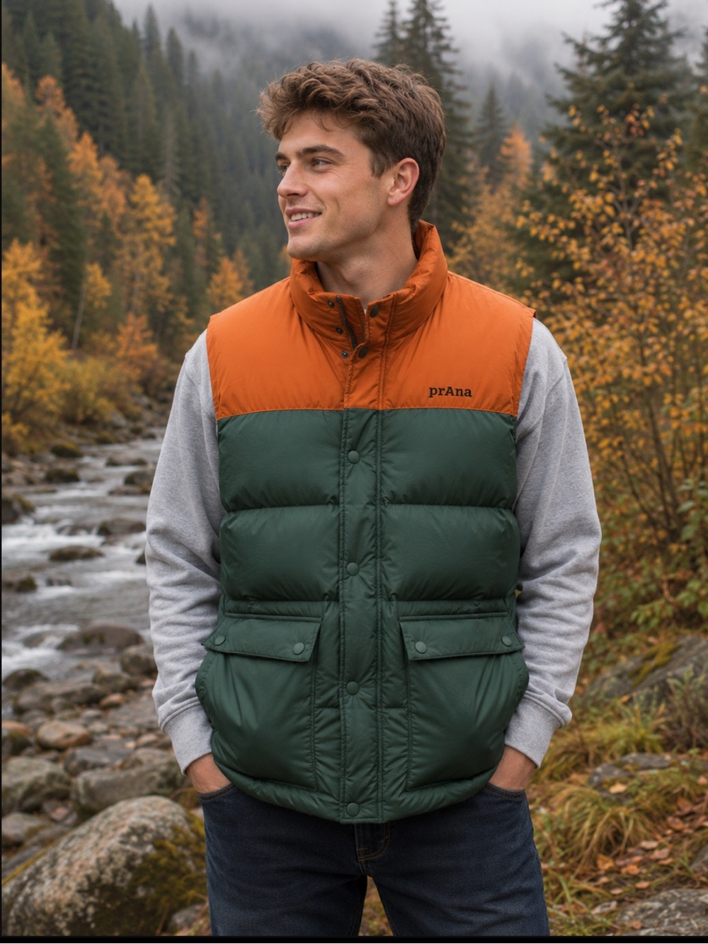 NWT Prana Men’s Red Slate Down Fill Puffer Vest Warm Fall Winter Casual‎